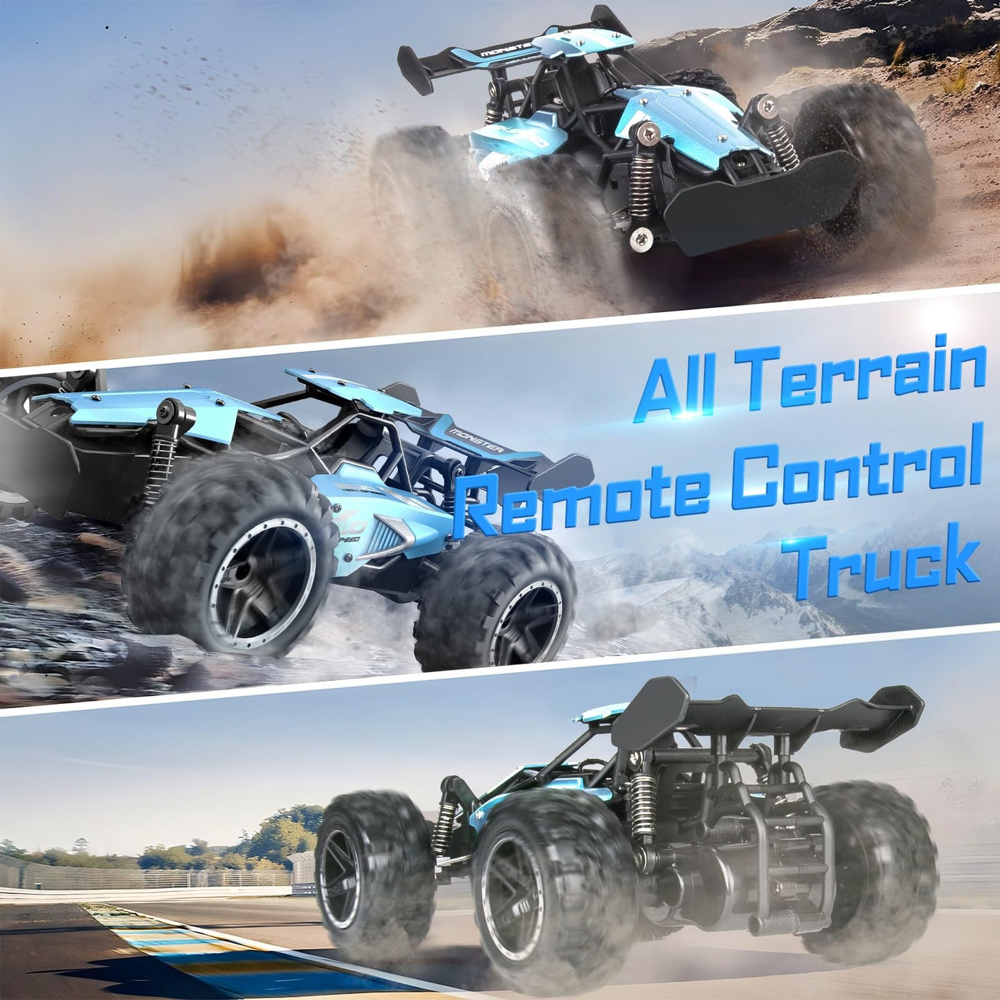 Pmgud Ferngesteuertes Auto, 2,4 GHz 1:18 Proportional 2WD 20+ km/h Hobby Offroad Monster RC Truck, wasserdichte RC Truggy RTR Geländegängig Spielzeug (Grün)