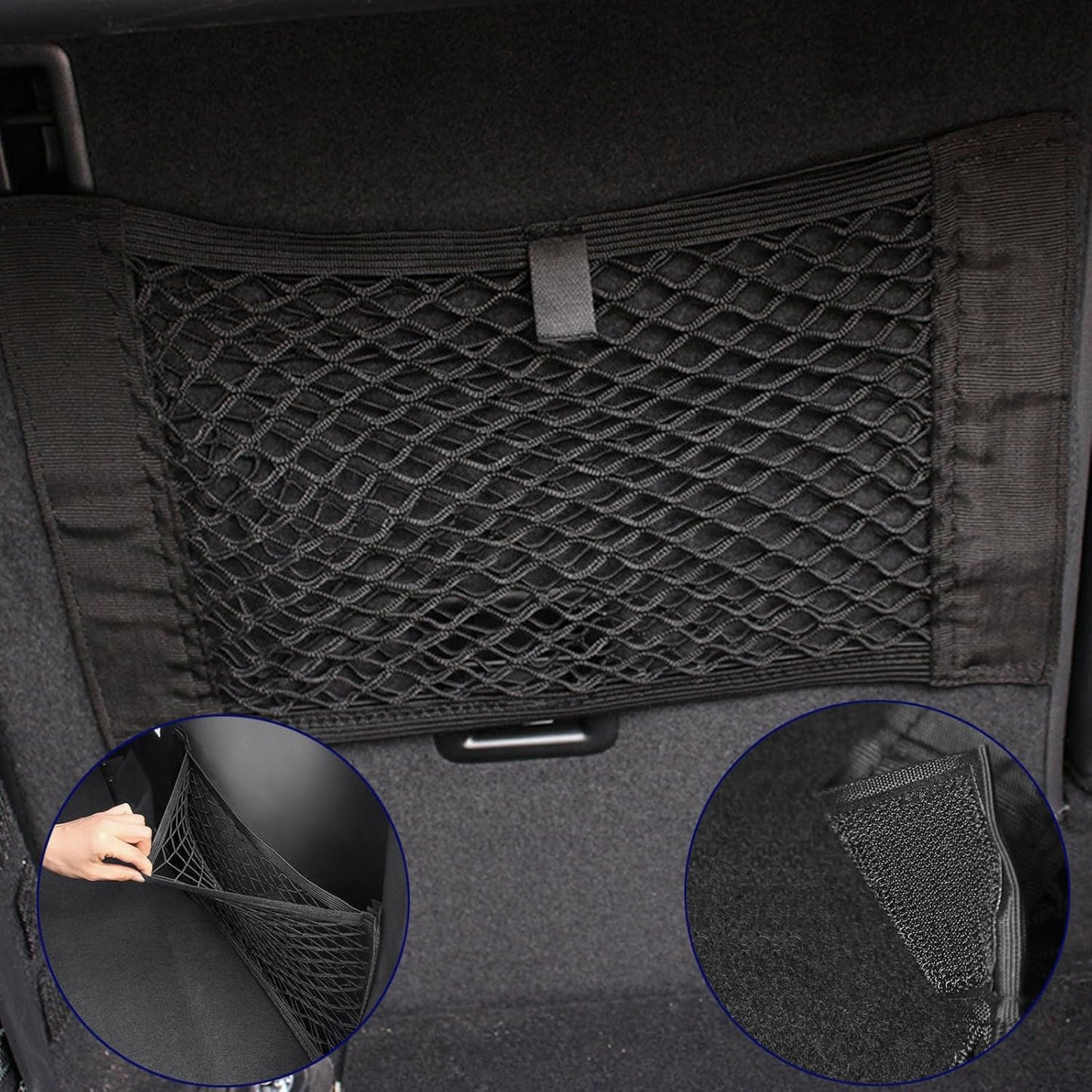Nutabevr 4 Stück Starke Elastizität Netz Kofferraum Netztasche Auto, 40x25cm Gepäcknetz Erstreckt,Elastischer Rand hält Lasten Fester, Kfz Aufbewahrungsnetz Universal,für universal Auto/SUV aus Nylon