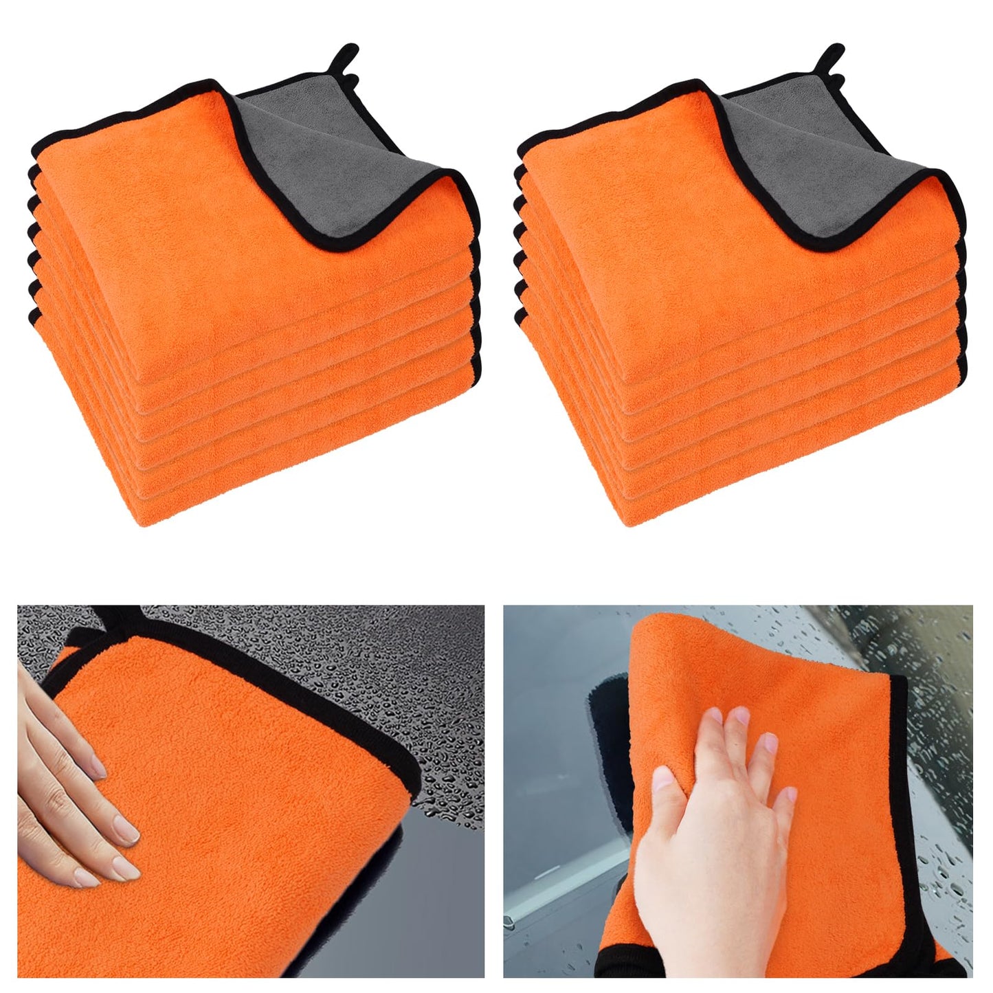 URAQT Mikrofasertücher Auto, 6 PCS 500GSM Mikrofasertücher Multifunktionales Motorrad Fusselfreie Handtuch,Reinigungstuch Microfasertuch für Auto Haushalt Küche Fenster - 30x40CM