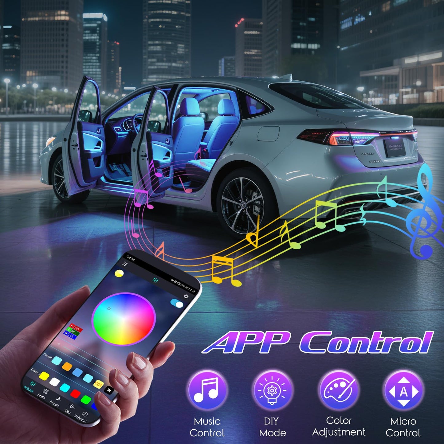 Winzwon Ambientebeleuchtung Auto Zubehör Innenraum, Led Innenraumbeleuchtung Auto Gadgets für Deko, Car Accessories Geschenke für Männer Frauen