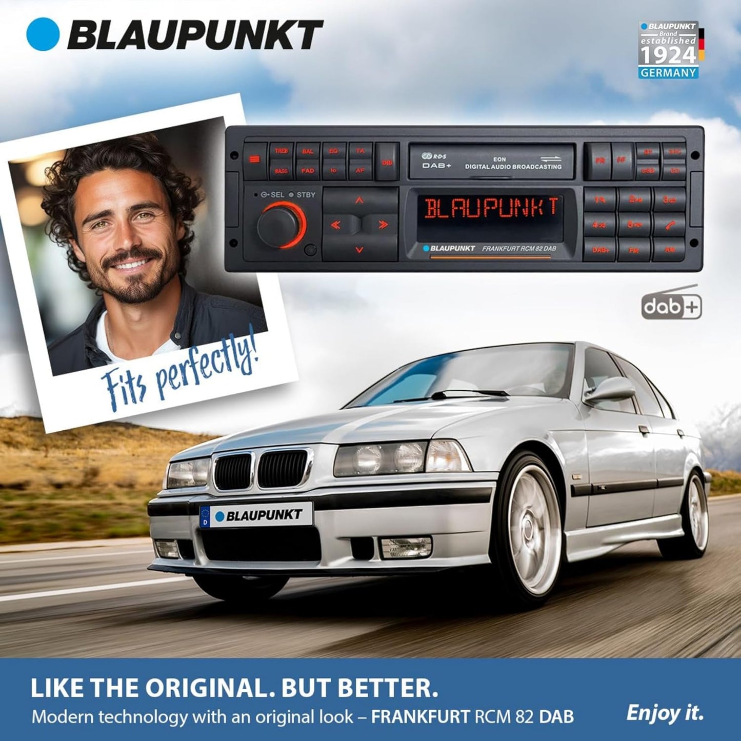 Blaupunkt Frankfurt RCM 82 DAB 1-DIN Car Radio, DAB+, Bluetooth, AUX; USB, SD Card Input, Steering Wheel Remote Control, Hands-Free Kit, Equalizer, 200 Watt, Black