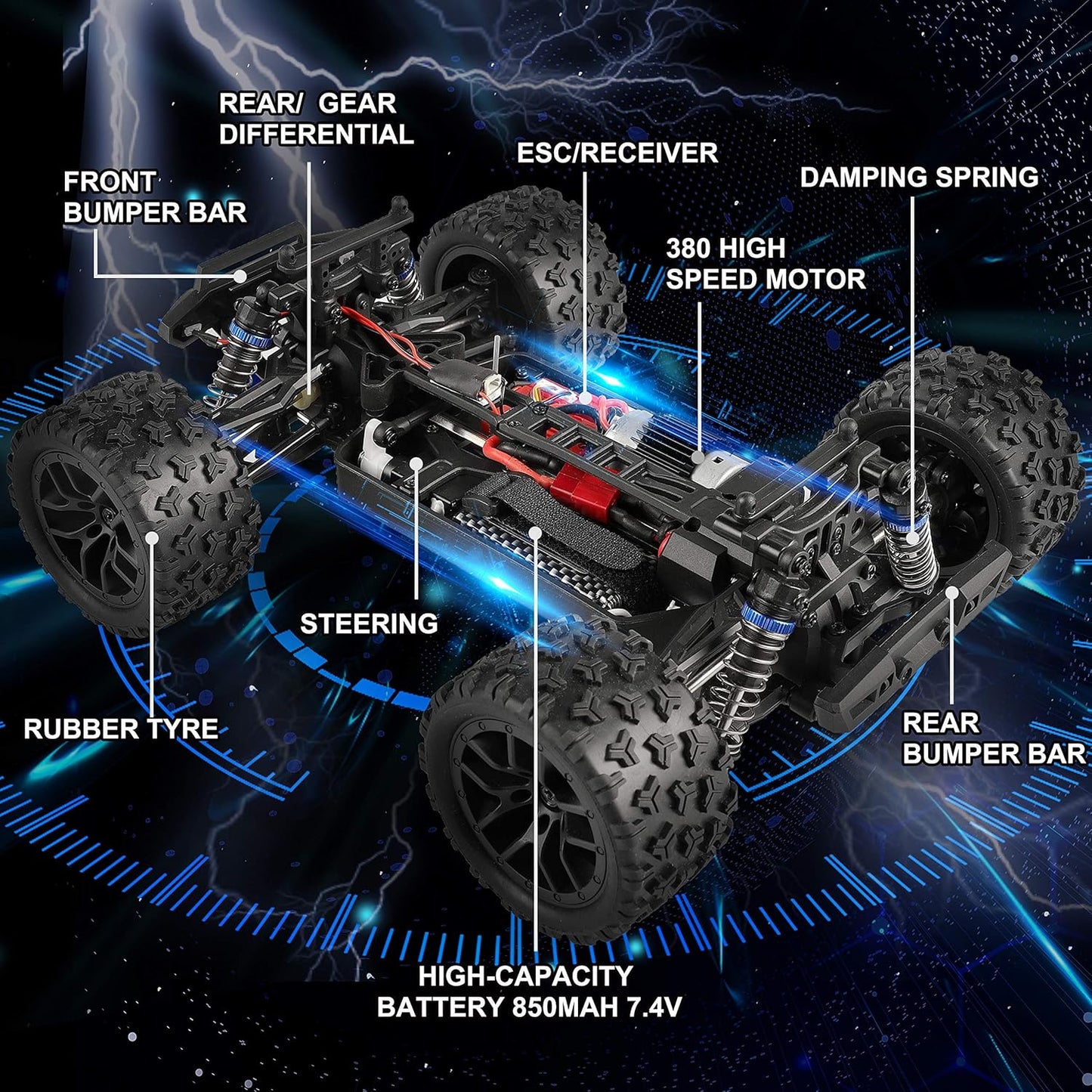 HAIBOXING Ferngesteuertes Auto 4WD RC Auto 36 km/h Hochgeschwindigkeits 1/18 Monstertruck 2.4GHz All Terrain Wasserdicht Rennauto Geländewagen, Crawler Spielzeug Geschenk für Kinder Erwachsene