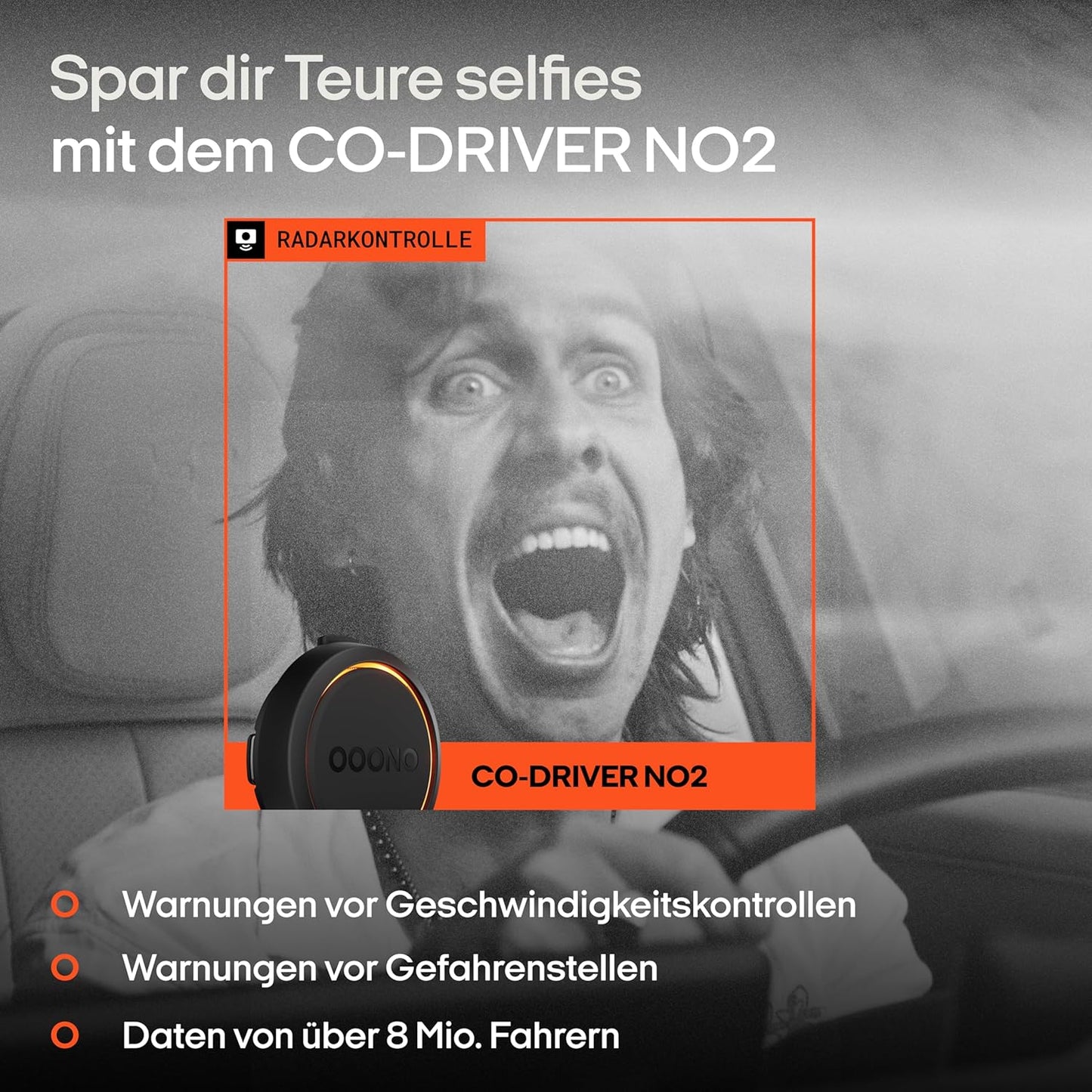 OOONO CO-Driver NO2 [New Model 2024] - Optimised CO Driver for Car - Warns of Speed Cameras and Danger Points - Rechargeable - LED Display - CarPlay & Android Car Compatible, Normal